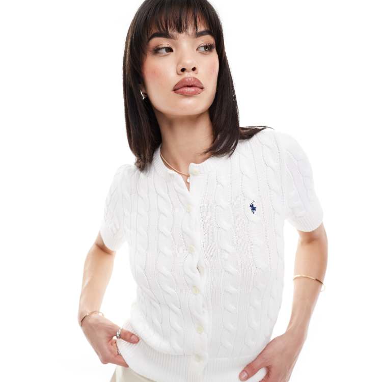 Polo Ralph Lauren Gilet manches courtes en maille torsadée avec