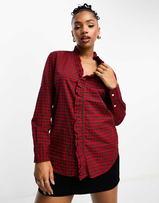 Red Marl Plaid Western Shirt