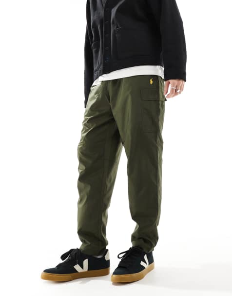 Polo Ralph Lauren gold icon logo ripstop cargo trousers in dark green - view 1