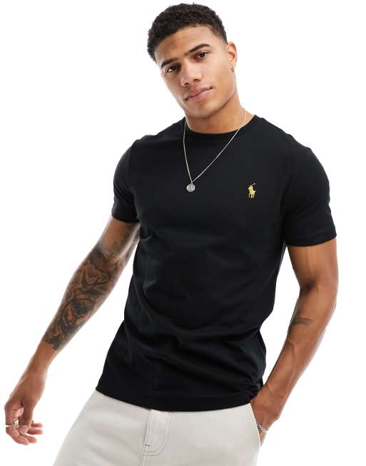 Polo Ralph Lauren gold icon logo t-shirt in black | ASOS