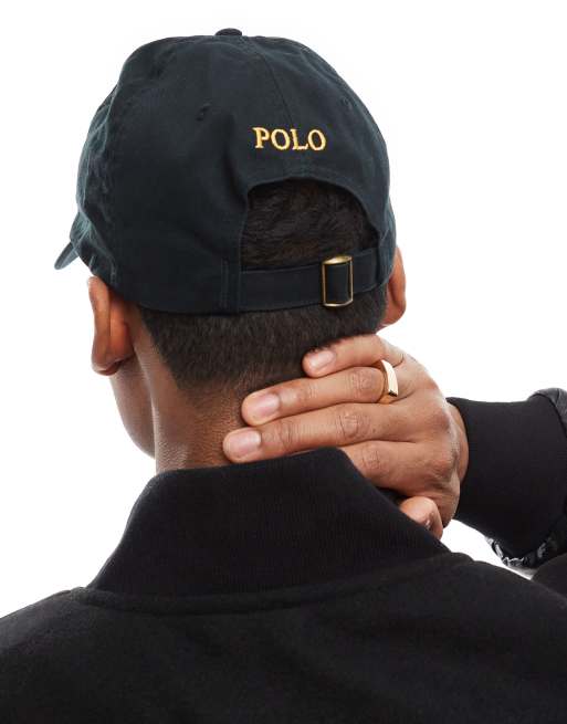 Ralph lauren cap black gold best sale