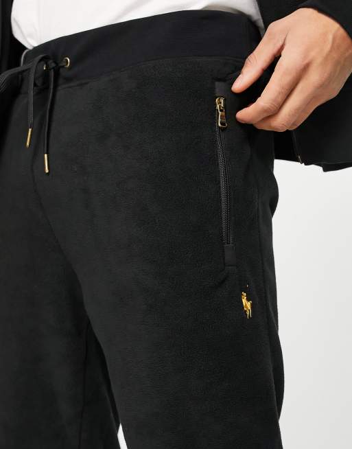 Black and 2025 gold polo sweatsuit