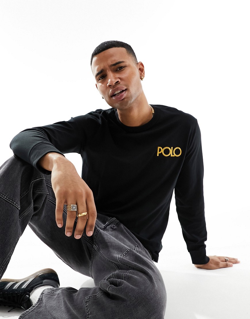 Polo Ralph Lauren gold RRL logo long sleeve t-shirt in black