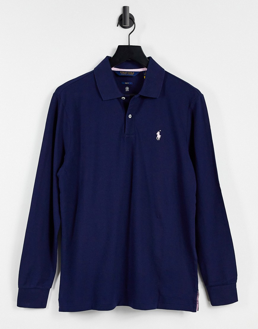 Polo Ralph Lauren Golf icon logo long sleeve visdry stretch pique polo in french navy