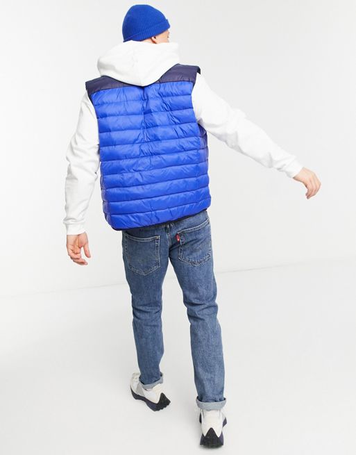 Polo Ralph Lauren Golf lightweight nylon colour-block puffer vest in blue/navy  | ASOS
