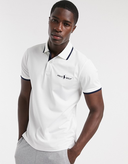 Polo Ralph Lauren Golf logo air tech pique polo pro slim fit in white