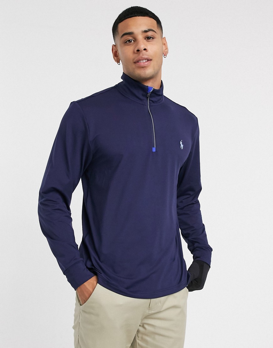 Polo Ralph Lauren Golf player logo stretched peached lightweight jersey half zip sweatshirt in navy