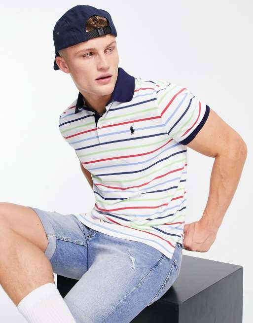 Polo Ralph Lauren - Golf - Polo in filato di piqué tinto bianco multicolore a righe con logo