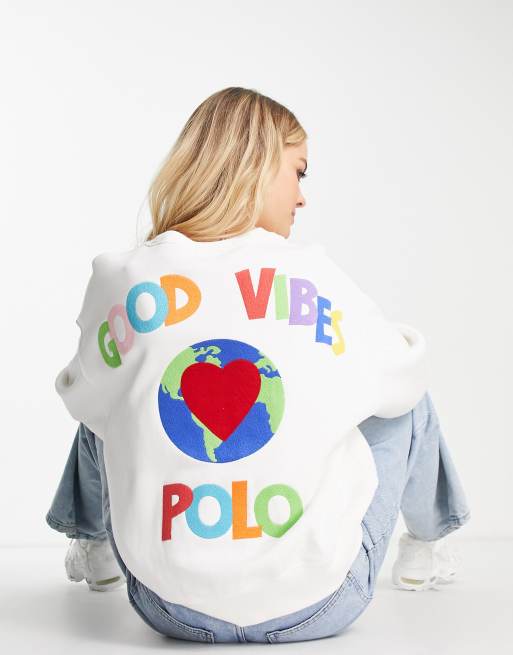 Polo Ralph Lauren good vibes sweater in white | ASOS