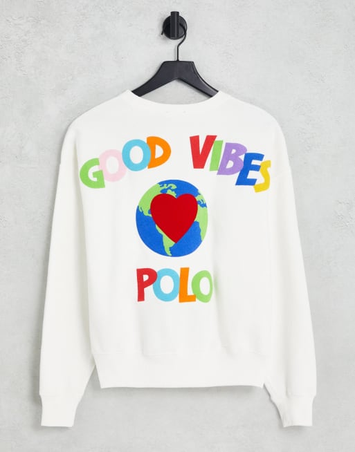 Polo Ralph Lauren good vibes sweater in white | ASOS