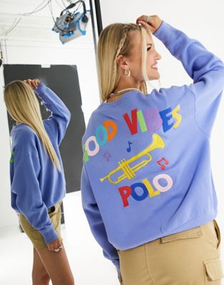 Polo Ralph Lauren good vibes sweatshirt in blue - ASOS Price Checker