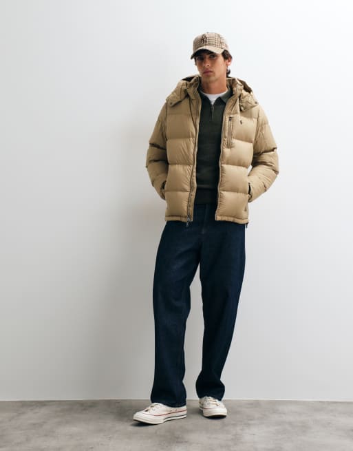 Polo Ralph Lauren Gorham giacca puffer imbottita in piuma con logo icon in beige, 3 di 5