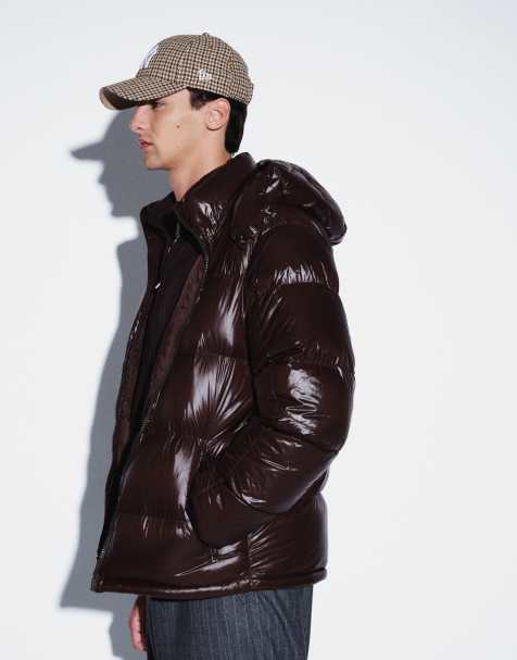 Polo Ralph Lauren Gorham giacca puffer imbottita in piuma con logo icon lucido marrone - view 1