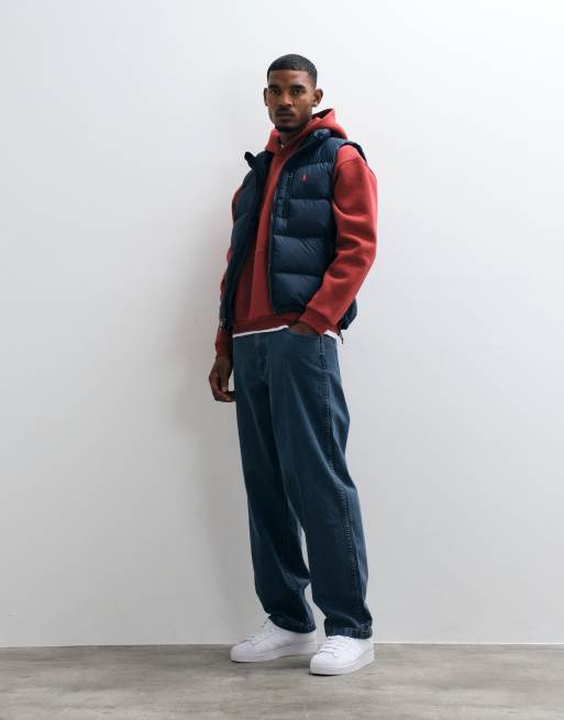 Polo Ralph Lauren Gorham gilet imbottito in piuma con logo icon in navy, 2 di 5