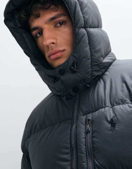 Polo Ralph Lauren Gorham Icon Logo Daunen-Pufferjacke in Dunkelgrau, 2 von 5