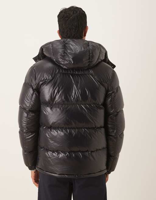 Polo Ralph Lauren Gorham icon logo high shine insulated down puffer jacket in black, 3 of 5