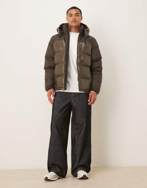 Polo Ralph Lauren Gorham icon logo high shine insulated down puffer jacket in brown, 2 of 5
