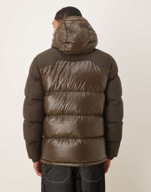 Polo Ralph Lauren Gorham icon logo high shine insulated down puffer jacket in brown, 3 of 5