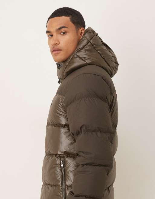 Polo Ralph Lauren Gorham icon logo high shine insulated down puffer jacket in brown, 4 of 5