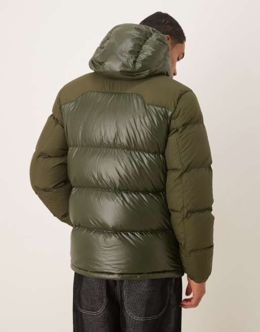 Polo Ralph Lauren Gorham icon logo high shine insulated down puffer jacket in khaki, 3 of 5
