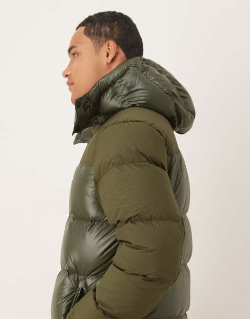 Polo Ralph Lauren Gorham icon logo high shine insulated down puffer jacket in khaki, 4 of 5