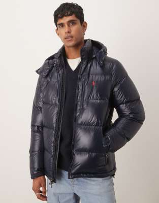 Polo Ralph Lauren Polo Ralph Lauren Gorham icon logo high shine insulated down puffer jacket in navy