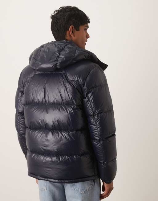 Polo Ralph Lauren Gorham icon logo high shine insulated down puffer jacket in navy, 3 of 5