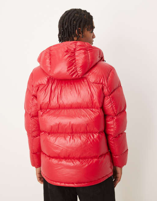 Polo Ralph Lauren Gorham icon logo high shine insulated down puffer jacket in red, 3 of 5