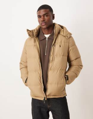 Polo Ralph Lauren Polo Ralph Lauren Gorham icon logo insulated down puffer jacket in khaki-Green