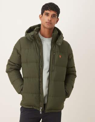 Polo Ralph Lauren Polo Ralph Lauren Gorham icon logo insulated down puffer jacket in olive green