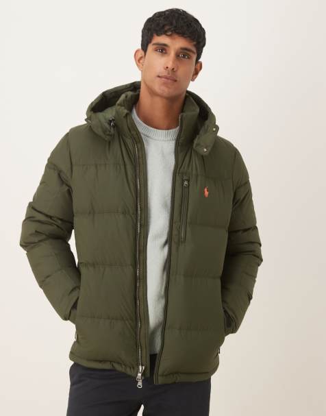 Polo Ralph Lauren Gorham icon logo insulated down puffer jacket in olive green - view 1