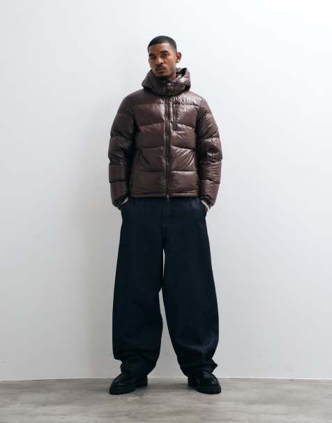 Polo Ralph Lauren Gorham icon logo insulated down puffer jacket in shiny brown - view 1