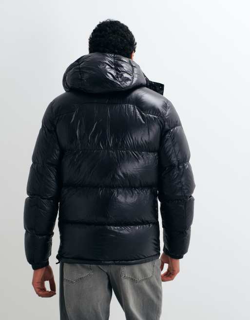 Polo Ralph Lauren Gorham icon logo insulated glossed down puffer jacket in black, 3 of 5