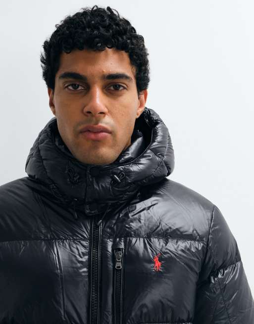 Polo Ralph Lauren Gorham icon logo vadderad dunjacka i blank svart, 4 av 5