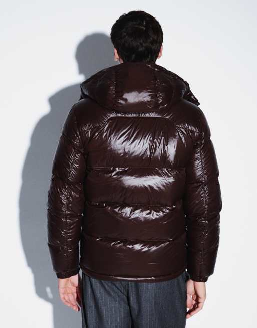 Polo Ralph Lauren Gorham piumino lucido imbottito con logo icon in marrone, 4 di 9