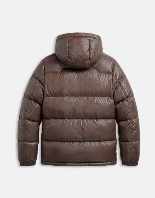 Polo Ralph Lauren Gorham piumino lucido imbottito con logo icon in marrone, 7 di 9