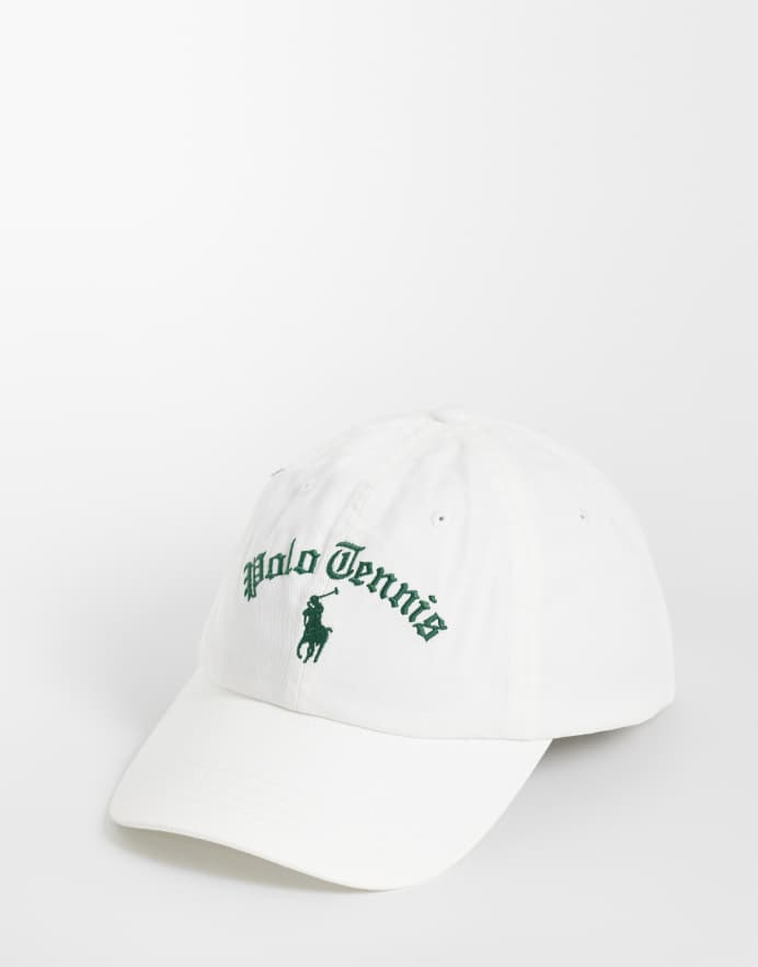Polo Ralph Lauren Gorra de béisbol blanca con logo Tennis