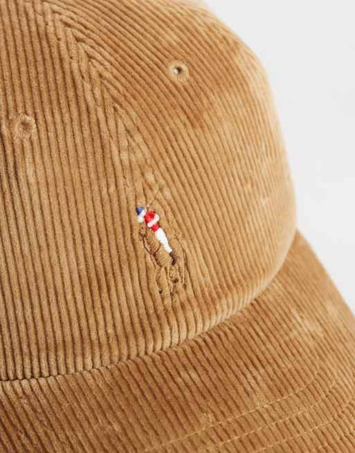 Polo Ralph Lauren - gorra de béisbol elástica de pana marrón con logo icon, 2 de 3