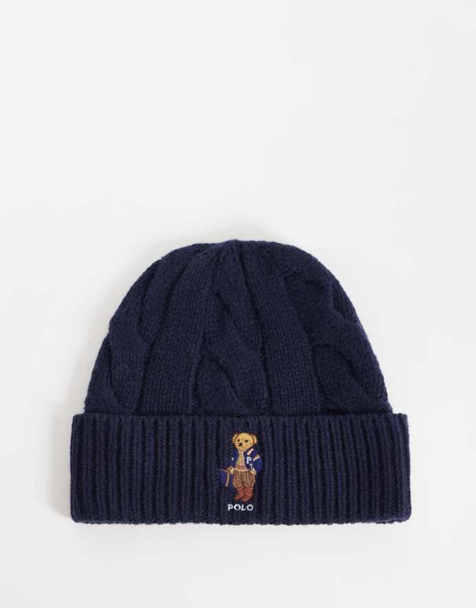 Polo Ralph Lauren Gorro azul marino con logo de Polo Bear