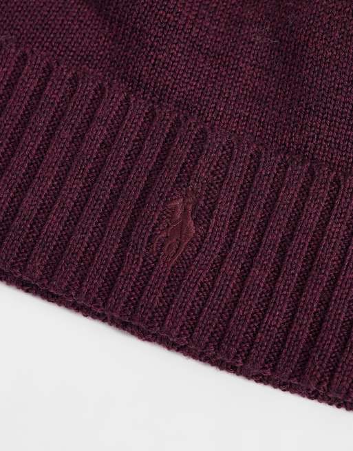 Polo Ralph Lauren gorro con logo icónico tonal en burdeos, 2 de 3