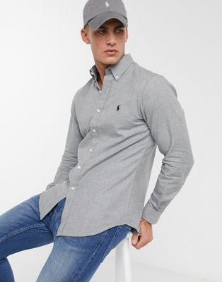 Polo Ralph Lauren – Grå flanellskjorta med smal passform