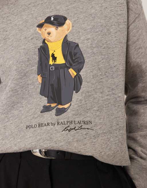 Polo Ralph Lauren – Grå sweatshirt med Holiday-Bear-tryck, 3 av 4