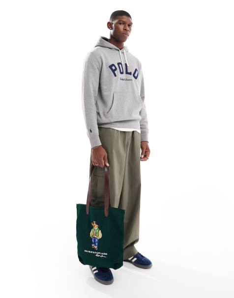 Polo Ralph Lauren – Grafitowa melanżowa bluza polarowa z kapturem i logo w stylu varsity - view 1