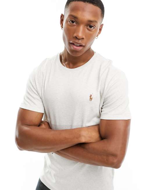 Polo Ralph Lauren – Grafitowy melanżowy T-shirt z bawełny pima z logo