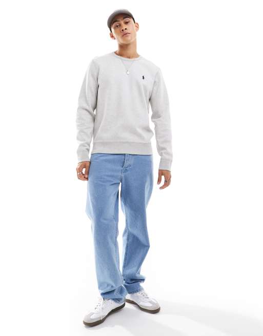 Polo Ralph Lauren – Gråmelerad, dubbelstickad sweatshirt med ikonlogga, 2 av 4