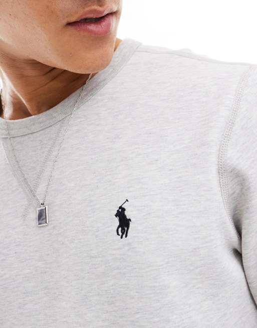 Polo Ralph Lauren – Gråmelerad, dubbelstickad sweatshirt med ikonlogga, 4 av 4