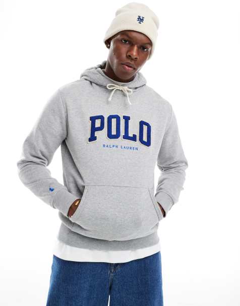 Polo Ralph Lauren – Gråmelerad huvtröja i fleece med applicerad logga i chenille - view 1