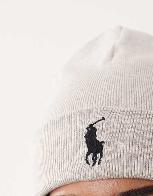 Polo Ralph Lauren – Gråmelerad, stickad mössa i bomull med ikonlogga, 2 av 3