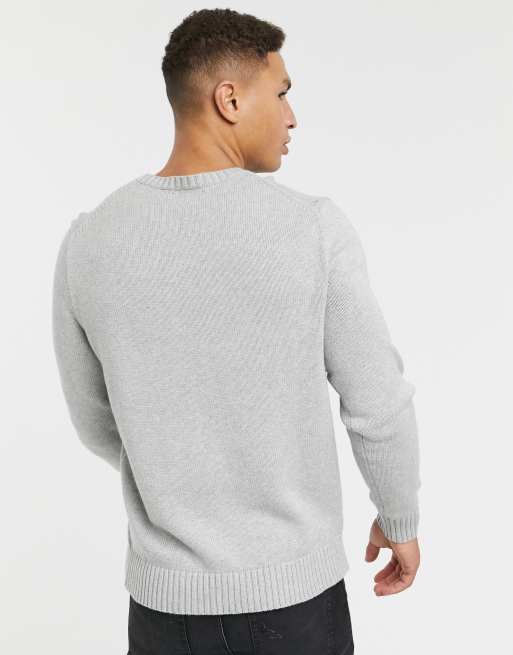 Polo Ralph Lauren – Gråmelerad stickad tröja i bomull med spelarlogga, 2 av 4