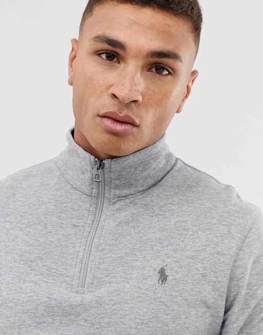 Polo Ralph Lauren – Gråmelerad sweatshirt med halv dragkedja, 3 av 4